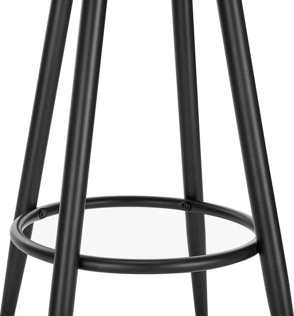 Tabouret de Bar Velours Noir 69cm Ergonomique avec Dossier Stable - 4