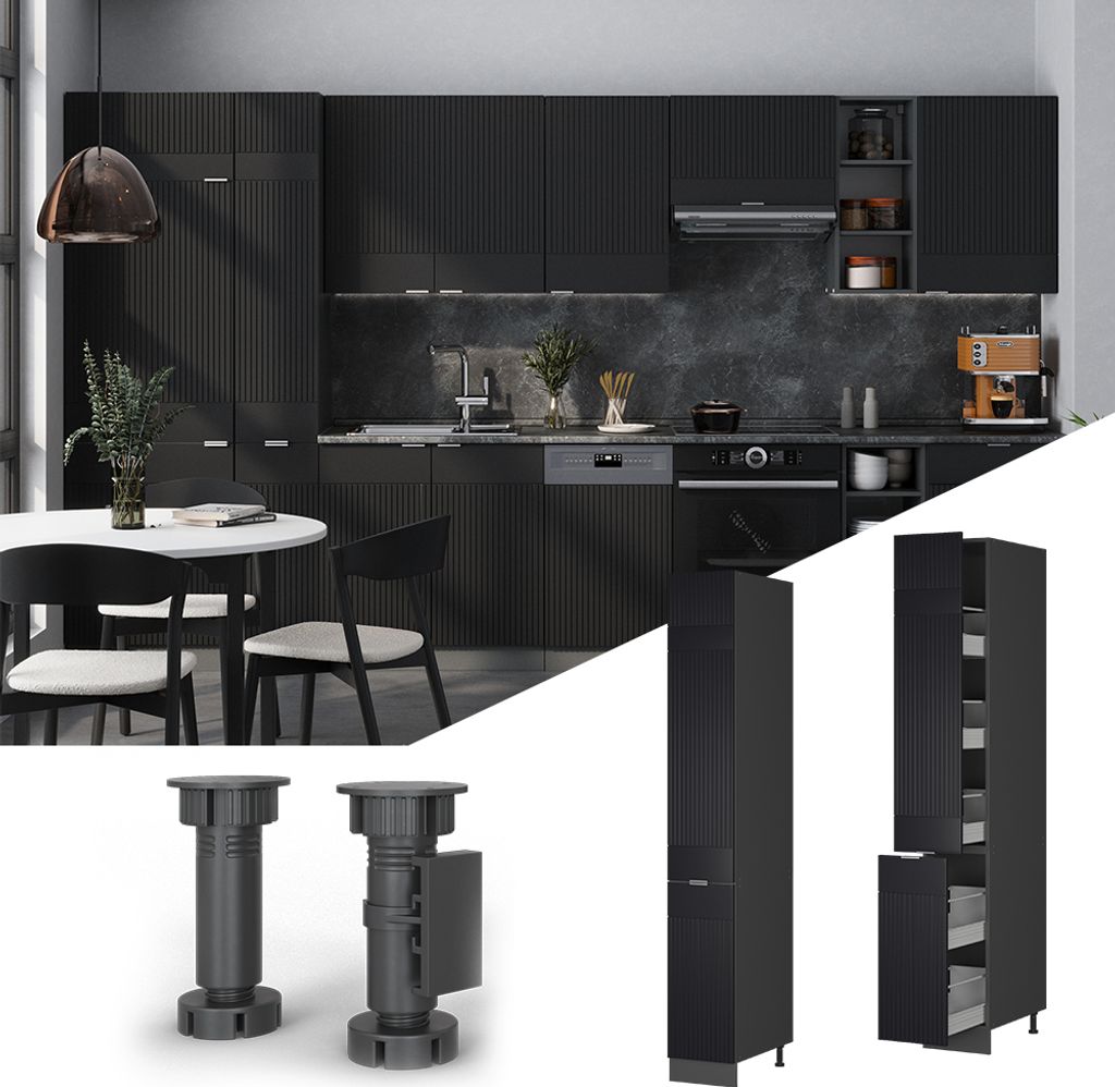 Apothekerschrank Vicco Fame-Line Schwarz gestreift 30 cm, Model 50735
