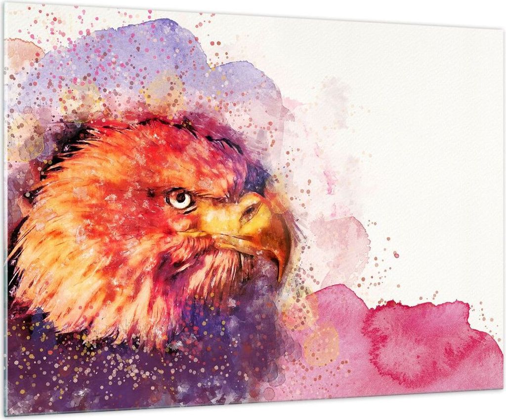 Bilder auf glas - Adler Vogel Feder - 100x70cm - Glasbilder - Wandbilder - Kunstdruck - zum Aufhängen bereit - Wanddekoration aus Glas - Glas Bild...