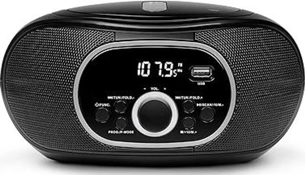 MEDION stereo portatile E65711, lettore CD/MP3, FM FM, AUX, funzionamento a batteria, nero