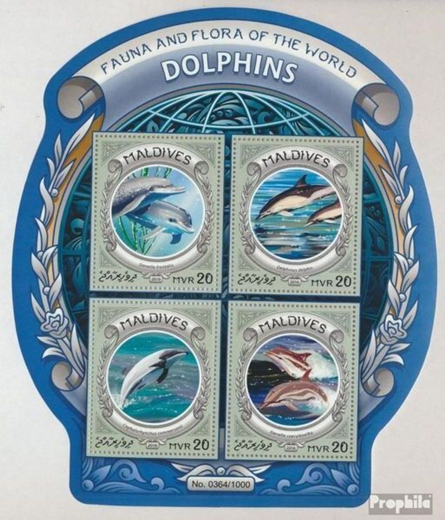 Briefmarken Malediven 2016 Mi 6310-6313 Kleinbogen (kompl. Ausg.) postfrisch Delfine