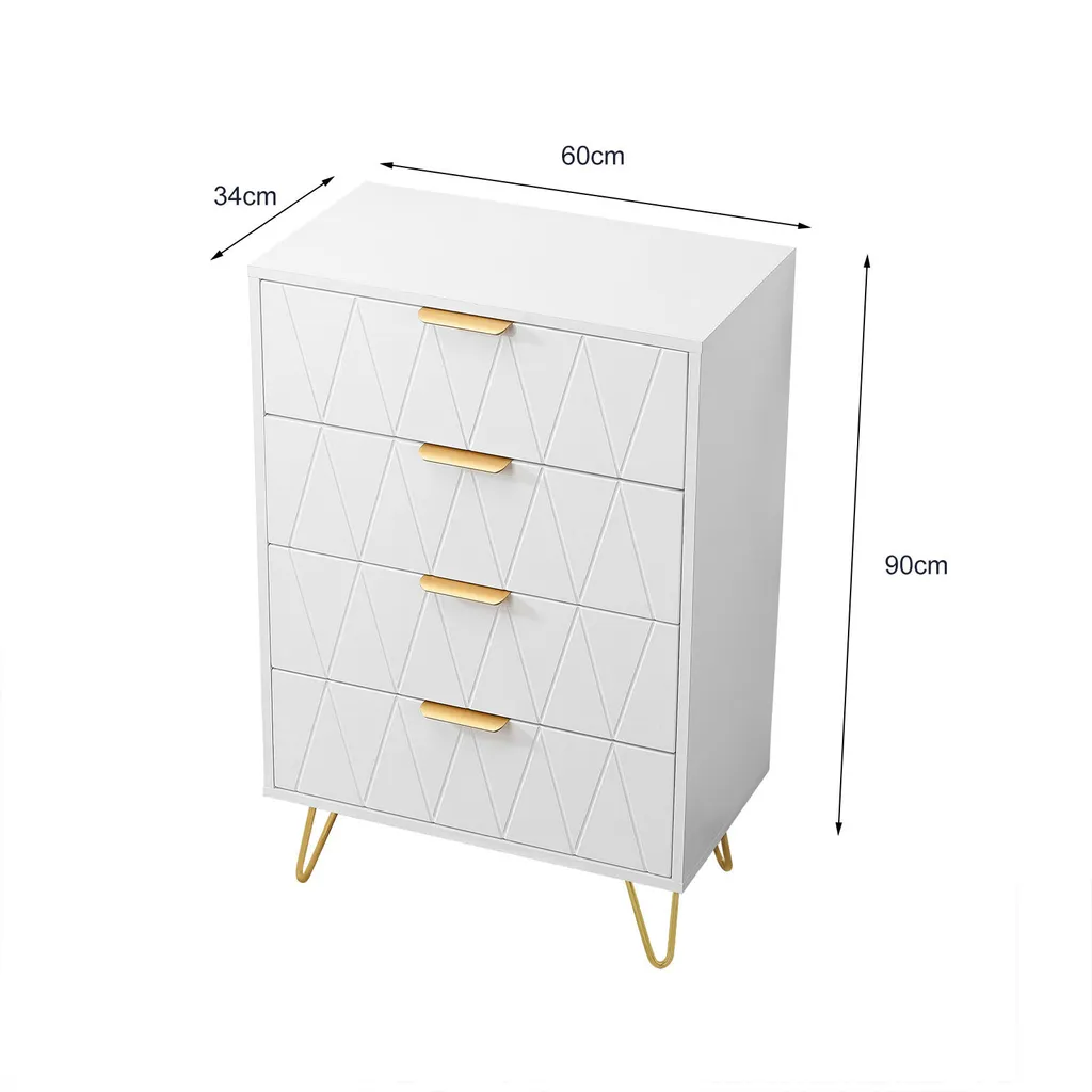 Armoire de chambre étroite 4 tiroirs meuble de rangement gain de place