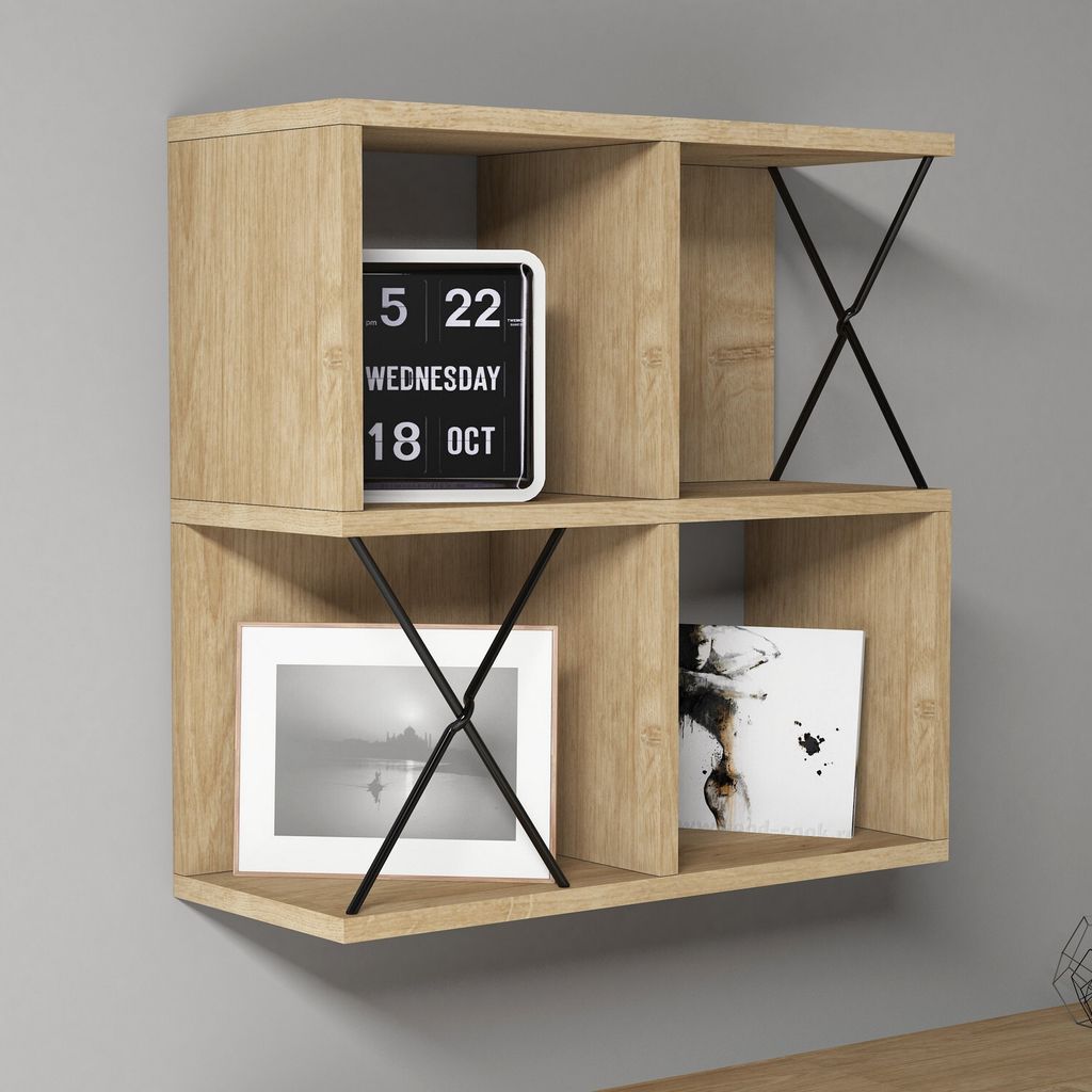 Skye Decor, Extra - Oak, Wandregal, Eiche, 100 % MELAMINBESCHICHTETE SPANPLATTEN, 60 x 24 x 60 cm