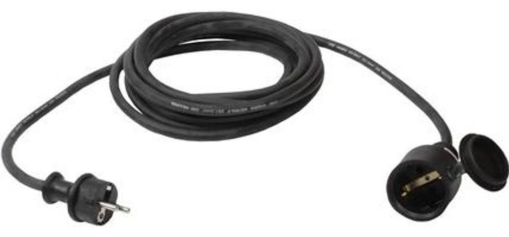 Verlängerungskabel, 230 V, schwarz 5 m, H05RR-F 3G1,5