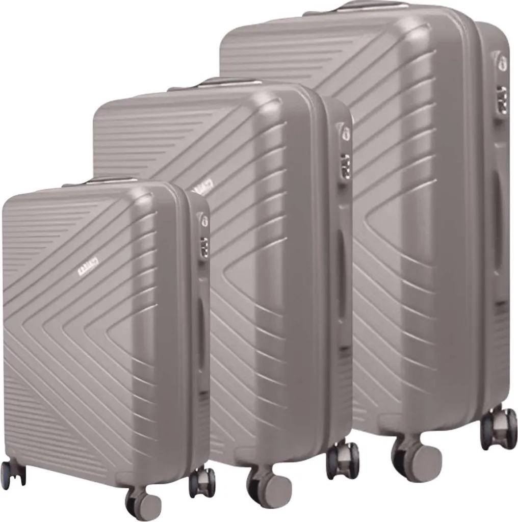Set de 3 valises de voyage rigides à motif Chevron et fermeture TSA