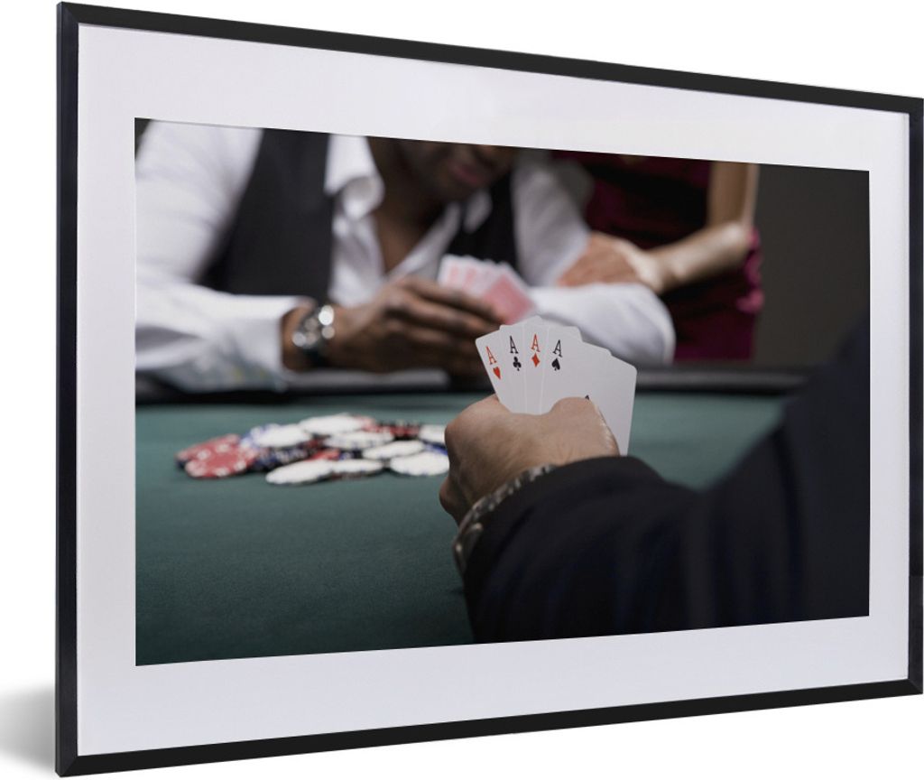 MuchoWow Gerahmtes Poster Poker im Kasino 60x40 cm - Poster mit Schwarzem Bilderrahmen Wandposter Rahmen Foto Bilder - Schlafzimmer - Plakat in R...