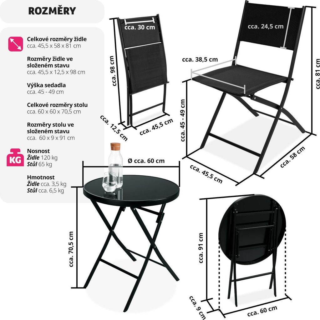 Bistro set Düsseldorf skládací, pro 2 osoby Obrázek produktu 7