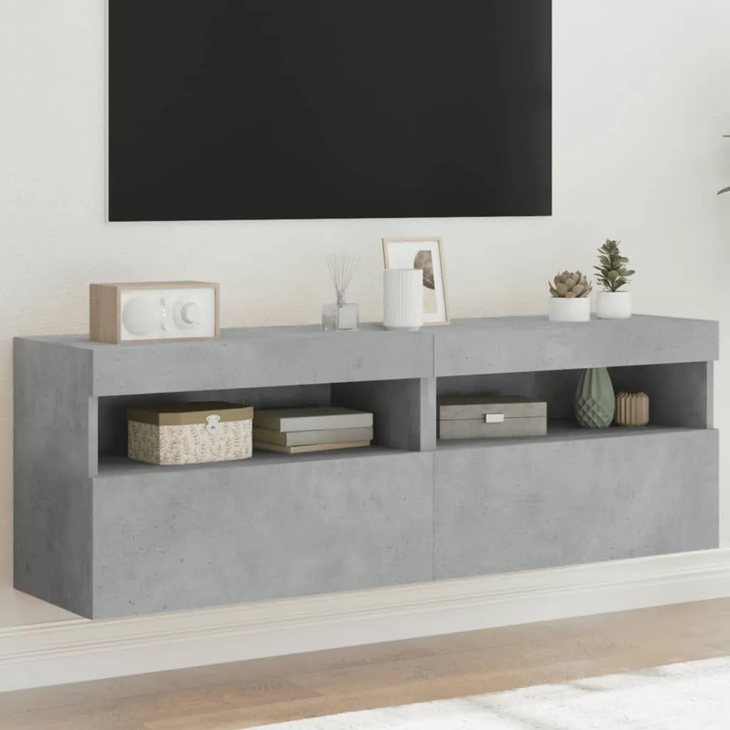 Maison Exclusive Mobile TV 2 Pezzi Grigio Cemento LED 60x30x40 cm