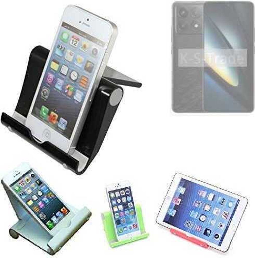 K-S-Trade Handy-Ständer kompatibel mit POCO F6 Pro faltbarer Tischständer Smartphone Tablet Halterung Reise