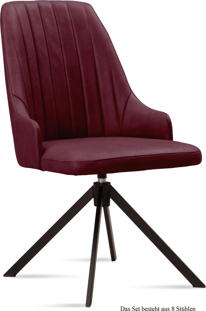 Esszimmerstuhl drehbar (8er-Set) Denise 52x91x60 Schwarz/Marsala