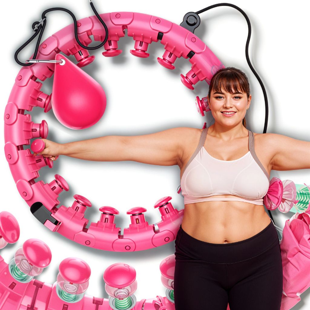 Nastaviteľná záťažová ružová obruč Hula Hoop s masážnym Obrázok produktu