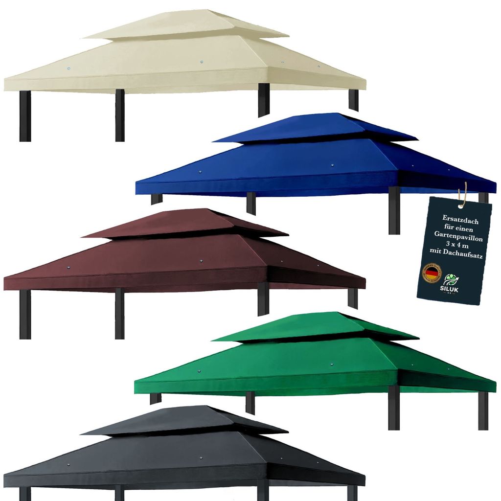 freigarten.de Ersatzdach für Pavillon 3x4 Meter Wasserdicht Material: Panama PCV Soft 370g/m² extra stark Modell 5 (Grün)