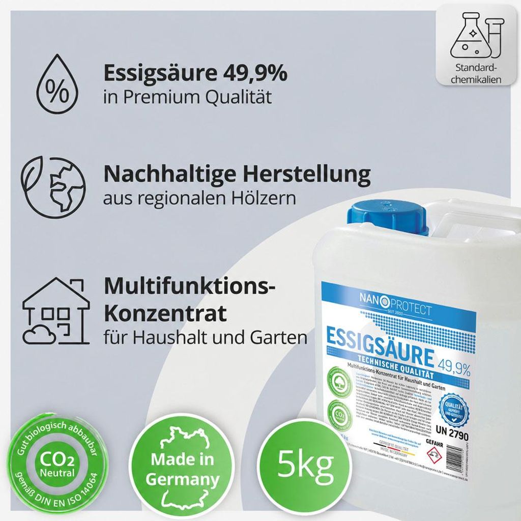 Nanoprotect Essigsäure Klimaneutral - 5 kg | 49,9% | Produktbild 