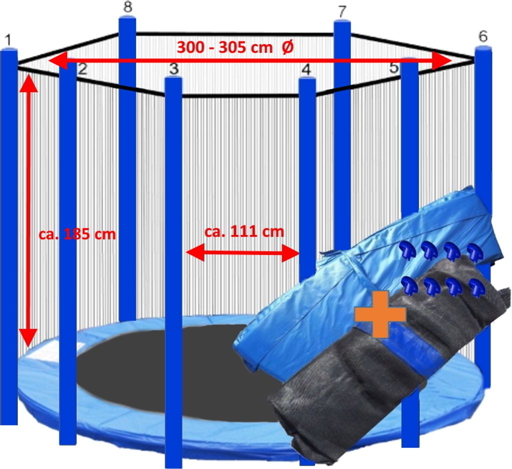 walexo Trampolin Randabdeckung + Sicherheitsnetz für 8 Produktbild 