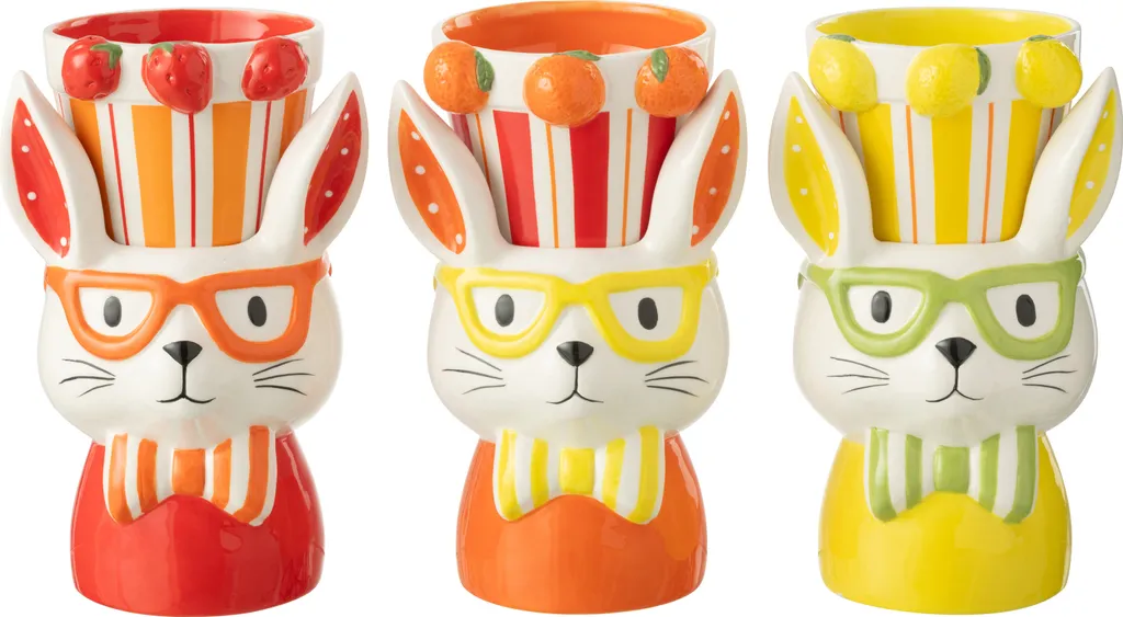 J-Line Cache-pot 2 pièces Lapin Dolomit Mix Large Assortis Style Chic