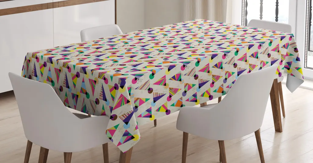 ABAKUHAUS Italiano Tovaglia, Lago Maggiore Alps View, Rettangolare per Sala da Pranzo e Cucina, 140 cm x 170 cm, Turchese Grigio e Bianco