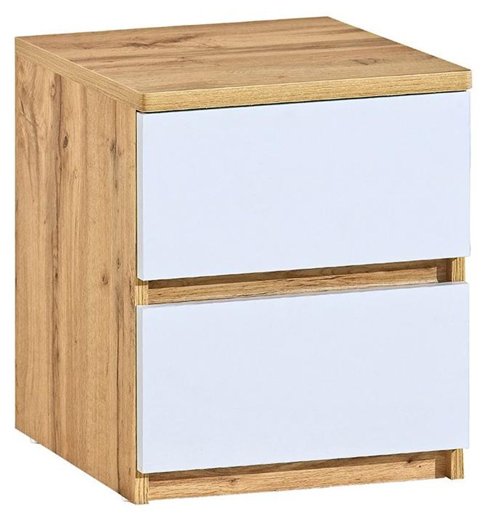 Masseno Nachttisch KRYOS Nachtschrank Beistelltisch für Schlafzimmer 40 x 49,1 x 40 cm Weiß