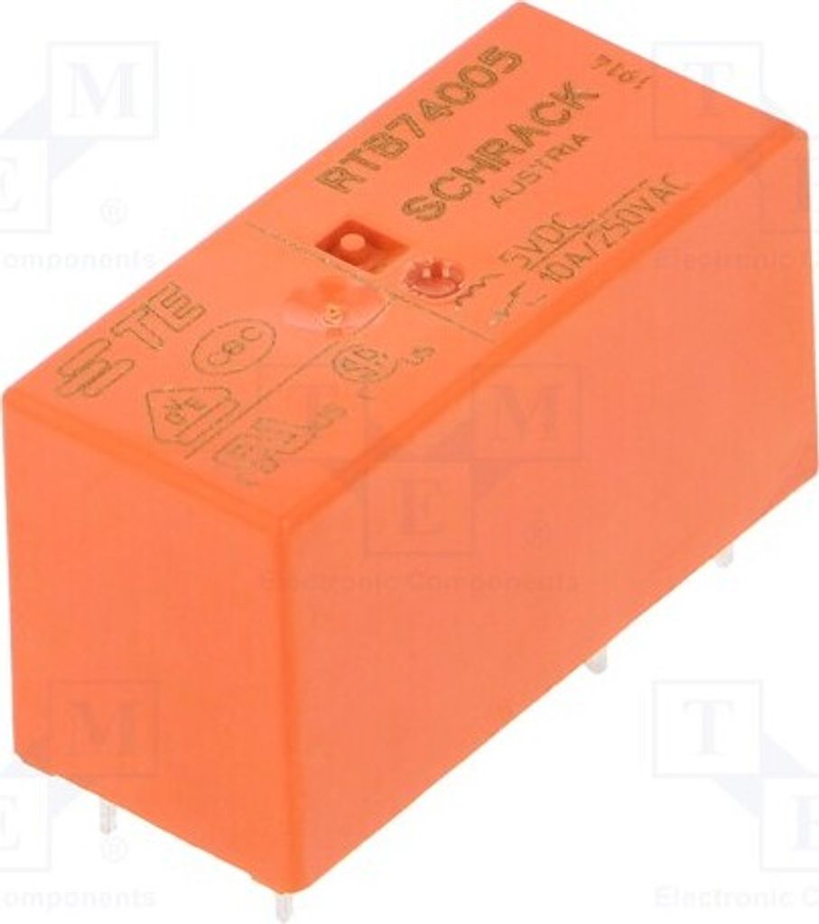 1x Relais: elektromagnetisch USpule : 5VDC 10A/250VAC 100Ω 4-1393238-2 Elektroma