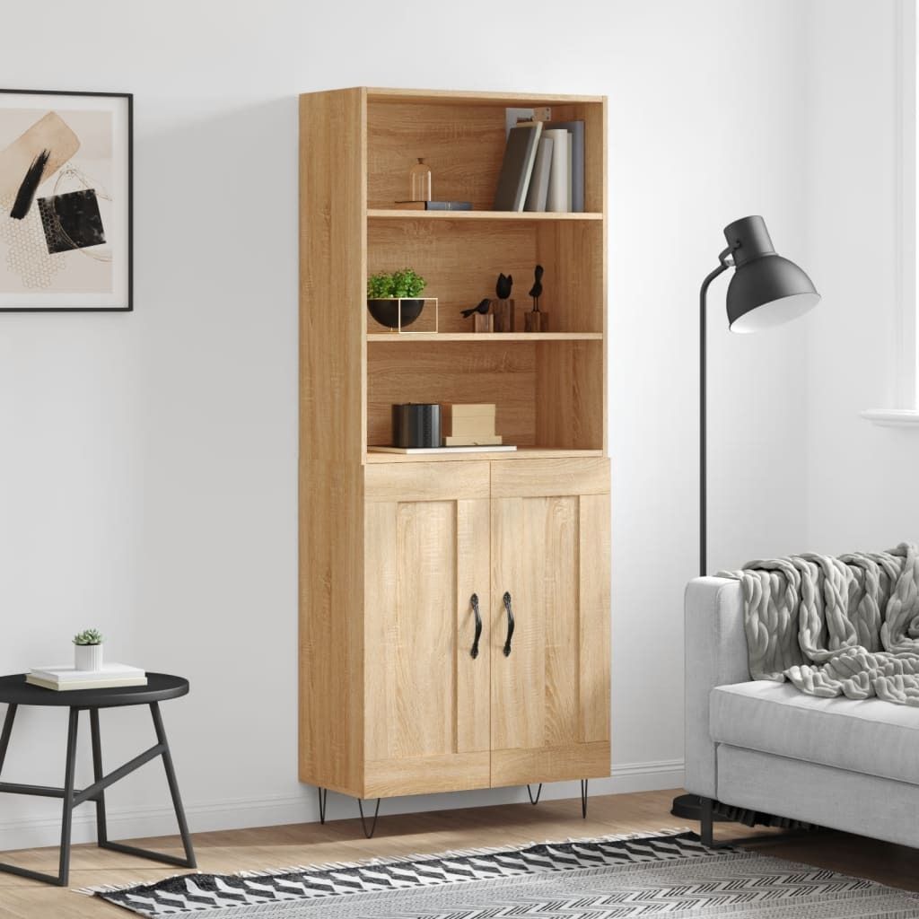 Möbel Highboard Sonoma-Eiche 69,5x34x180 cm Holzwerkstoff - Kommoden 3189952