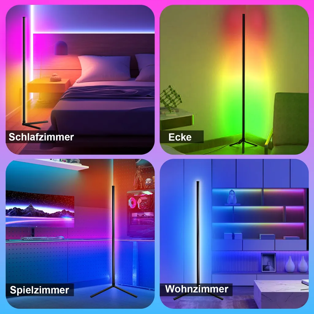 Lampadaire Smart LED Dimmable 125cm avec App et Télécommande pour Salon