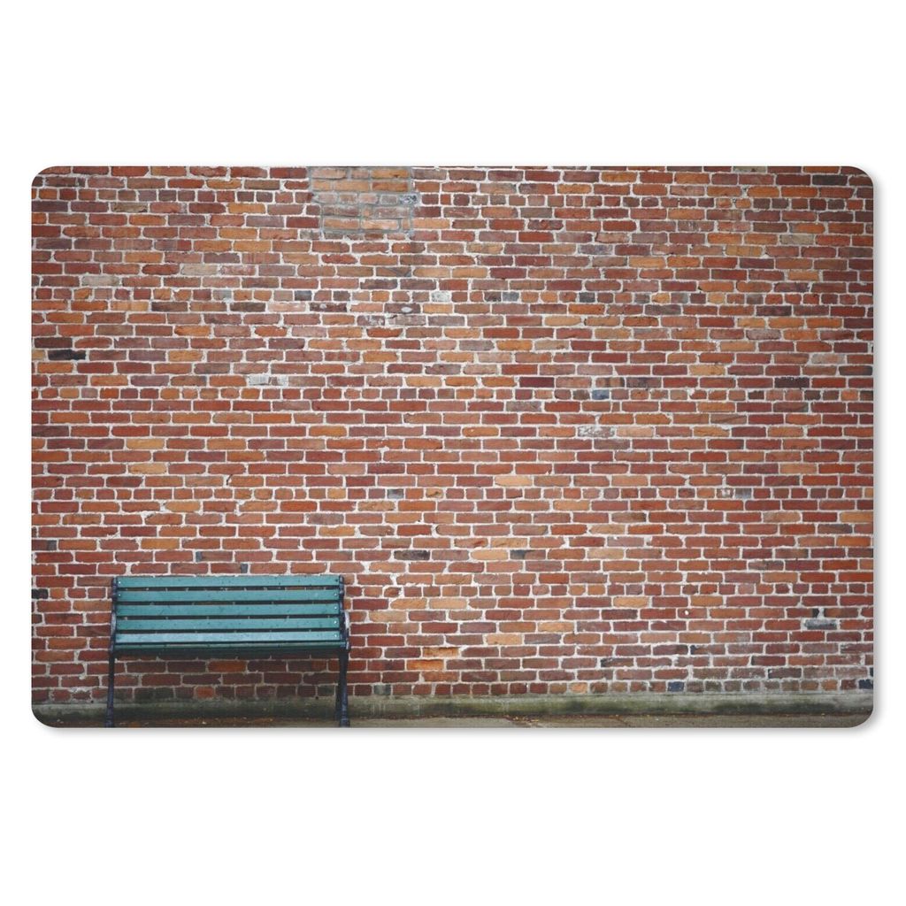 MuchoWow Schreibtischunterlage Ziegelstein - Bank - Grün 60x40 cm - XXL Mauspad - Großes Mauspad