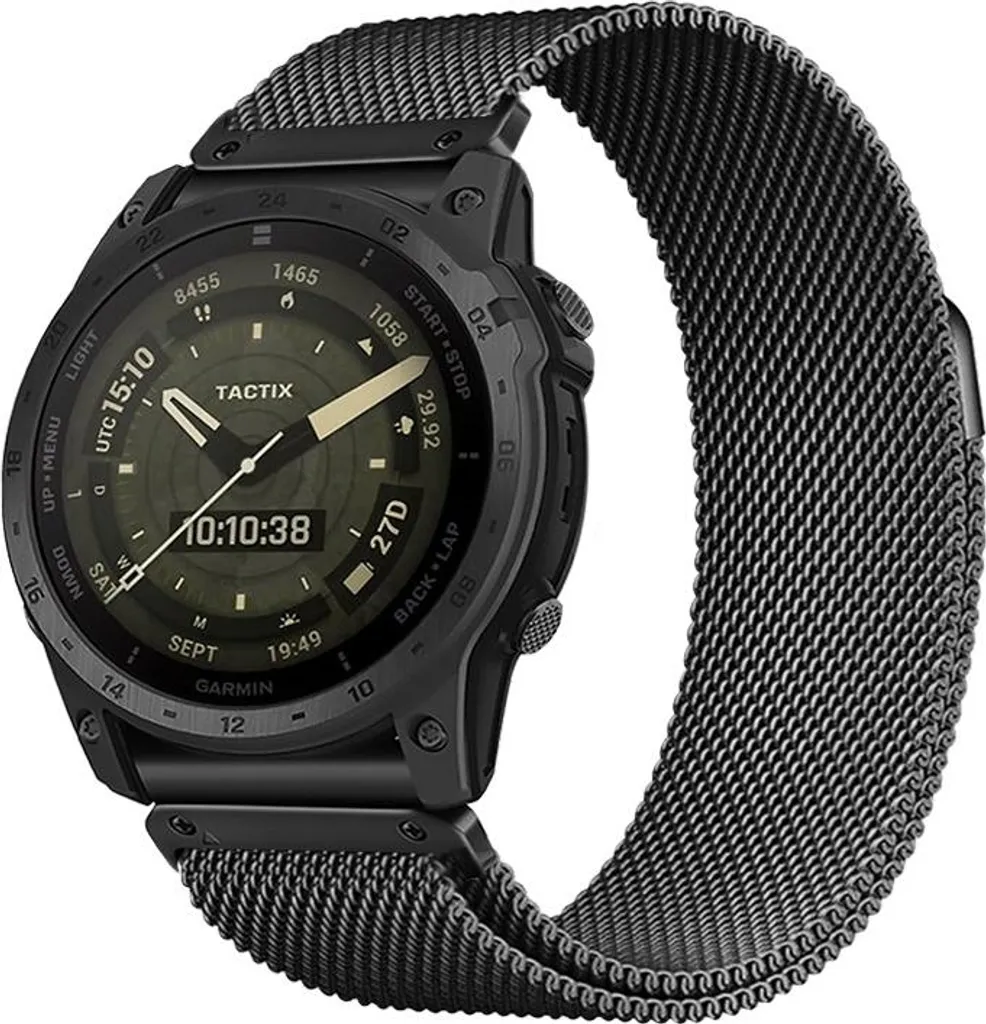 Cinturino Maglia Milanese Garmin Fenix 8 26mm Nero Magnetico