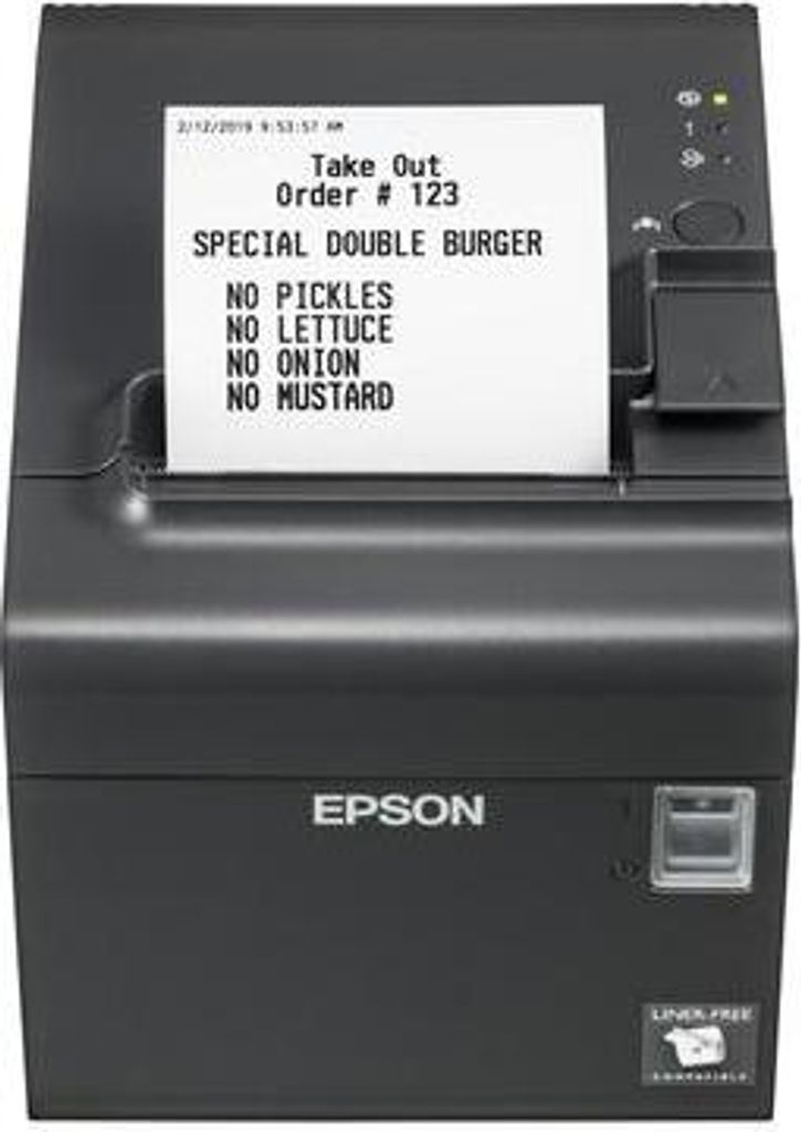 Epson TM-L90LF (681): UB-E04, built-in USB, PS, EDG, Liner-free, Thermodirekt, 203 x 203 DPI, 90 mm/sek, Kabelgebunden, Grau