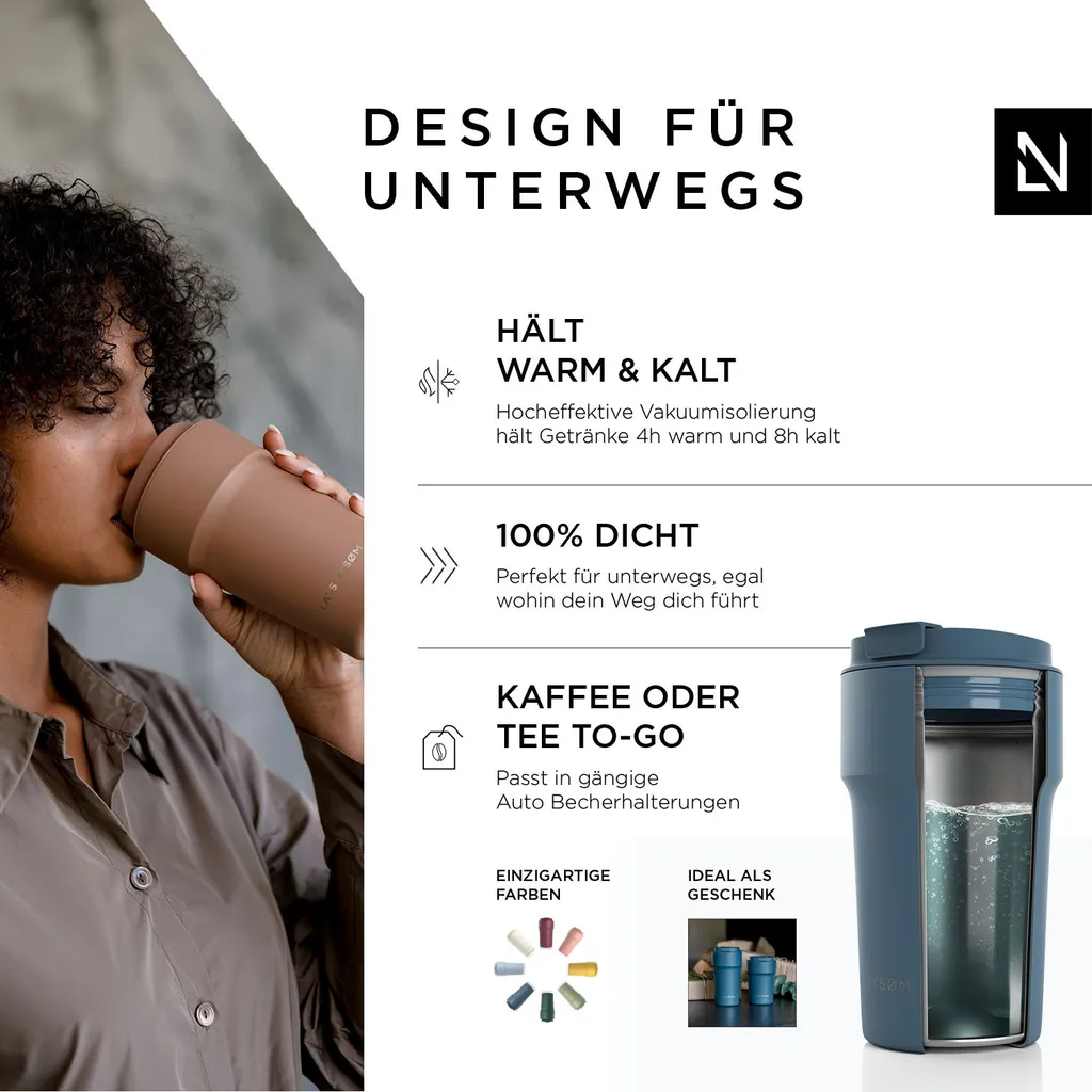 LARS NYSØM Tazza da Viaggio 0.5L Blue Stone | Coffee-to-Go Elegante