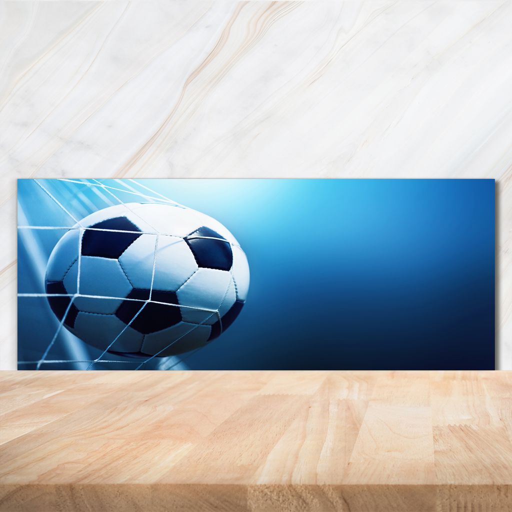 Tulup Küchenrückwand Spritzschutz aus Glas -125x50 -Spritzschutz auf gehärtetes Glas Deko Sport Ball im Tor
