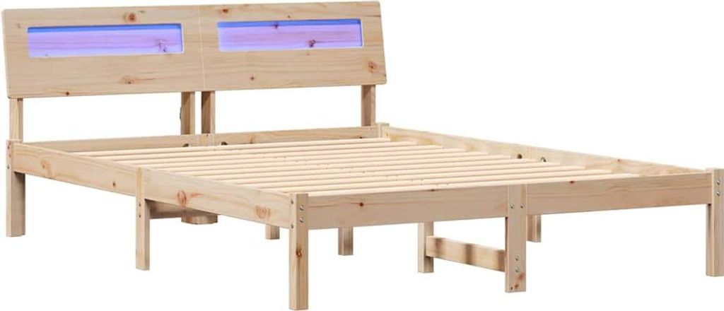 vidaXL Bettrahmen mit Kopfteil Braun 120 x 190 cm Massives Kiefernholz