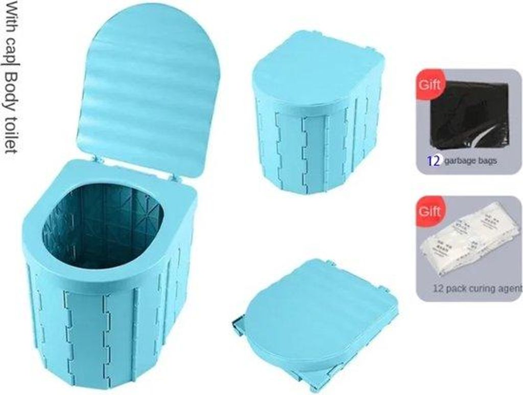 Portable, faltbare WC-Emmer mit Abdeckung und Beuteln für Camping