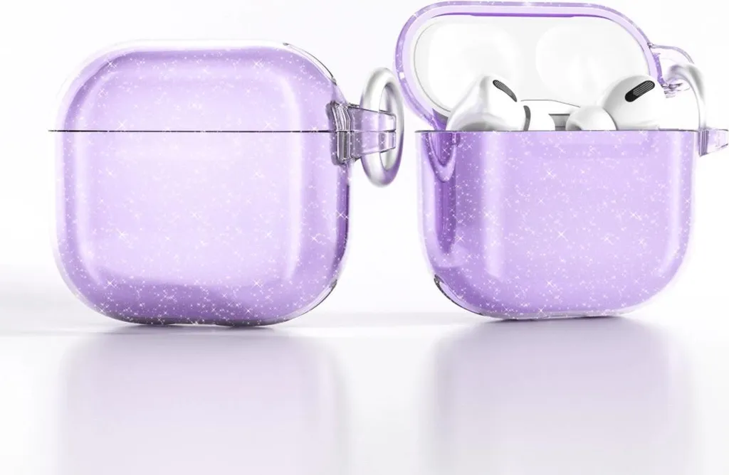 Custodia luccicante compatibile con AirPods di 4a generazione (2024), custodia per AirPods 4, custodia con strass scintillanti, da donna, antiurto, protettiva, carina con portachiavi (nero