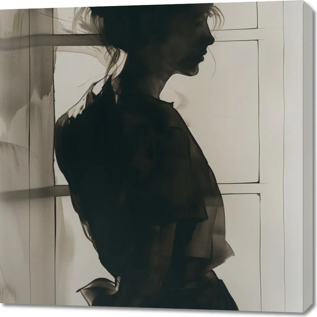 Tableau moderne 90x90 cm pour salon : Design ombre partielle et contour
