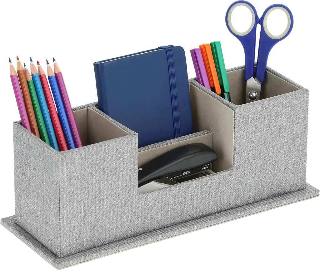Relaxdays Set 4 Organizzatori Per Cassetti In Feltro Grigio - Divisori Scrivania 3 Misure