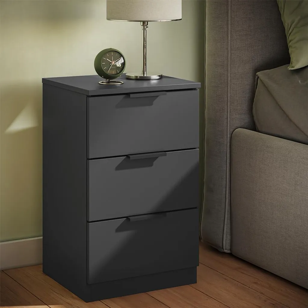 Meuble de nuit noir Vicco Fino 58535 pour optimiser le rangement lit