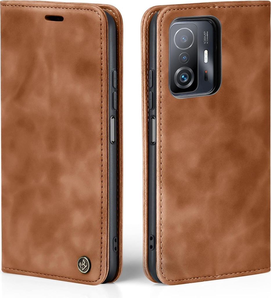 Handy Hülle für Xiaomi 11T / Xiaomi 11T Pro Klapphülle Bookcase Flip Cover Handy Tasche Etui Farbe: Hellbraun