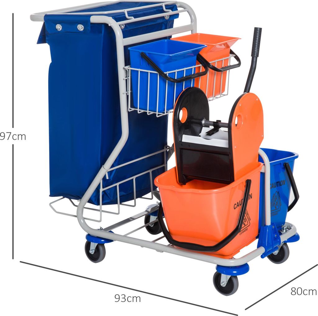 Wózek do sprzątania HOMCOM z 2 wiadrami 18 l i 2 wiadrami 6 Zdjęcie produktu 