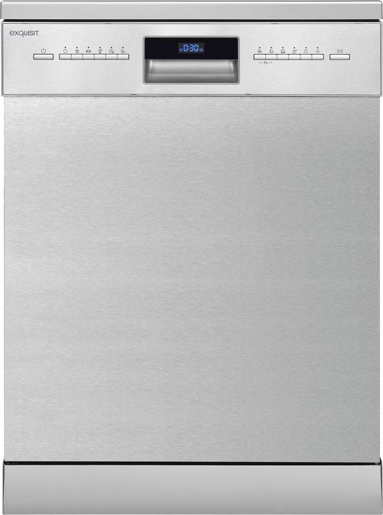 A front view of a stainless steel dishwasher.