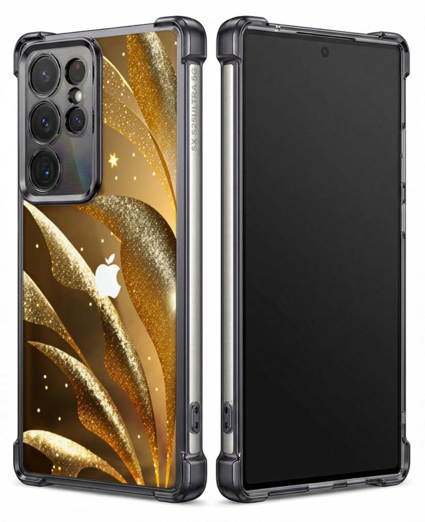 Personalisierte Hülle mit Bild für Samsung Galaxy S25+ Elektroplattiert TPU Stoßdämpfer Handyhülle mit Goldenes Blättermuster-Design