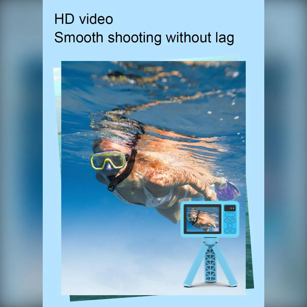Caméra de plage étanche avec double écran LCD et format compact bleu INF - 10