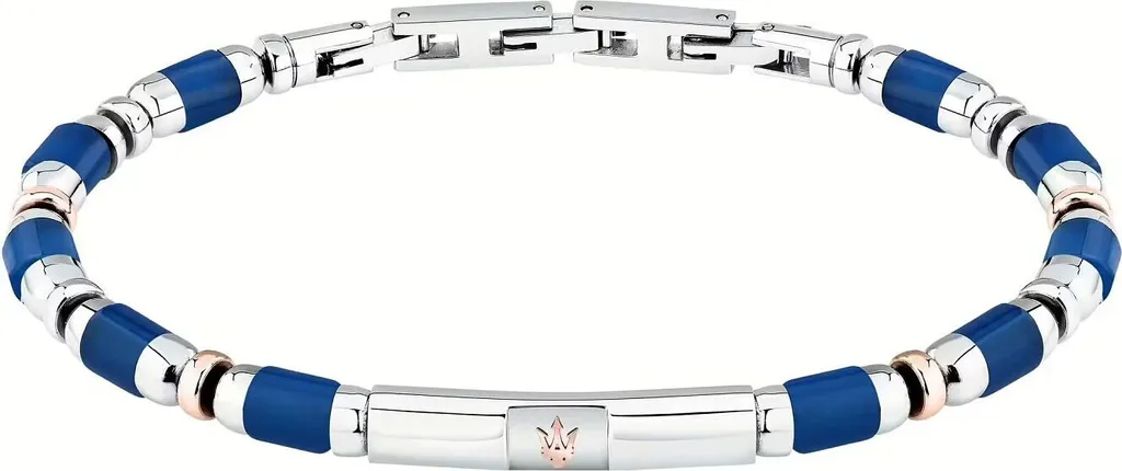 Bracelet Maserati Homme ICONIC JM334AVD45 Bijou en Acier Gris et Bleu