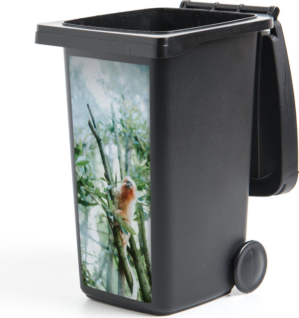 MuchoWow Mülltonnenaufkleber Zwergseidenäffchen im Baum 38x80 cm - Behälteraufkleber - Mülleimer-Aufkleber - Container-Aufkleber