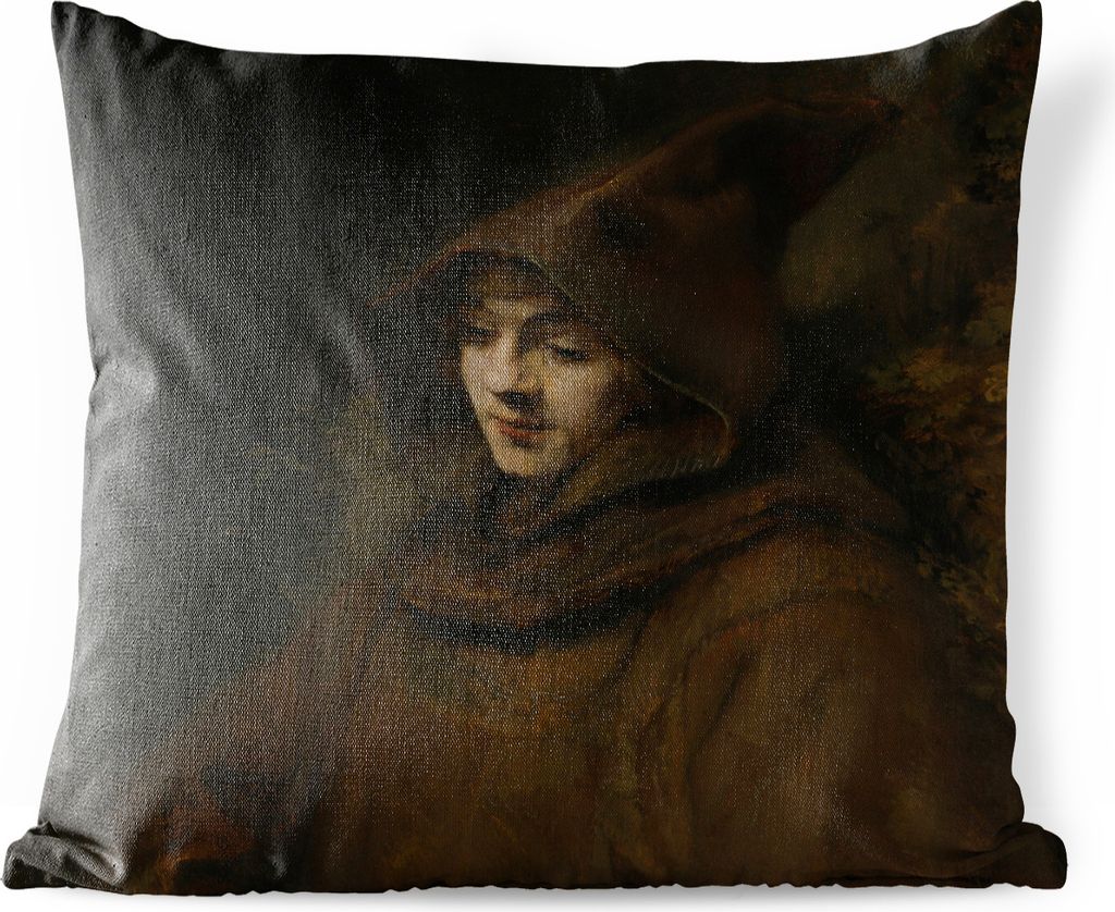 MuchoWow Outdoor Kissen - Rembrandts Sohn Titus in Mönchskutte - Rembrandt van Rijn - 60x60 cm - Wetterfest - Lounge Kissen - Dekoration - Schla...