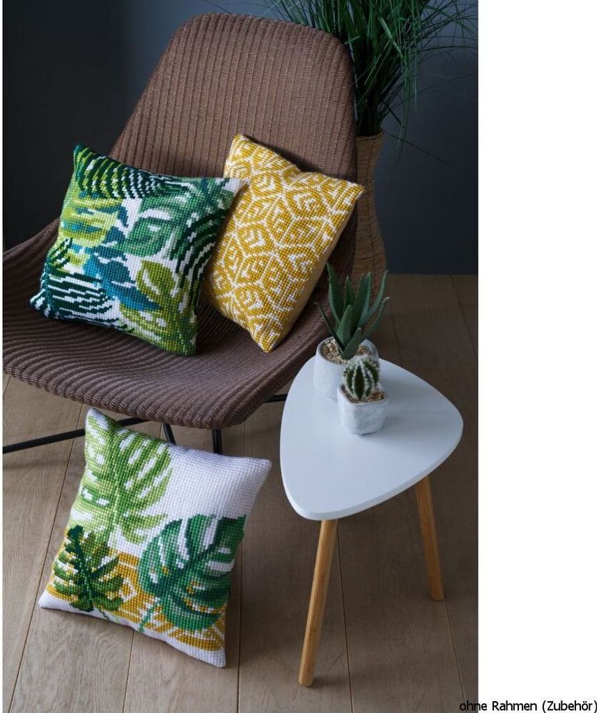 Vervaco Kreuzstichkissen "Blätter", Stickbild vorgezeichnet