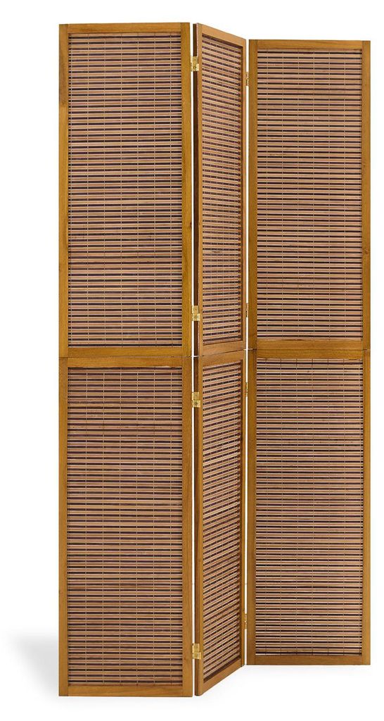 Paravent bois en brun avec bambou Image du produit 
