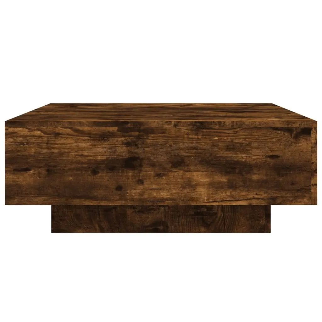 Tavolino Basso LED Rovere Fumé 80x80x31cm - Robusto e Moderno - 8