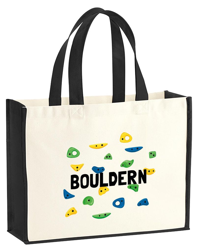 Huuraa Jutetasche Bouldern Kletterwand 21 Liter Black Jute und Baumwolle Einkaufstasche Geschenkidee