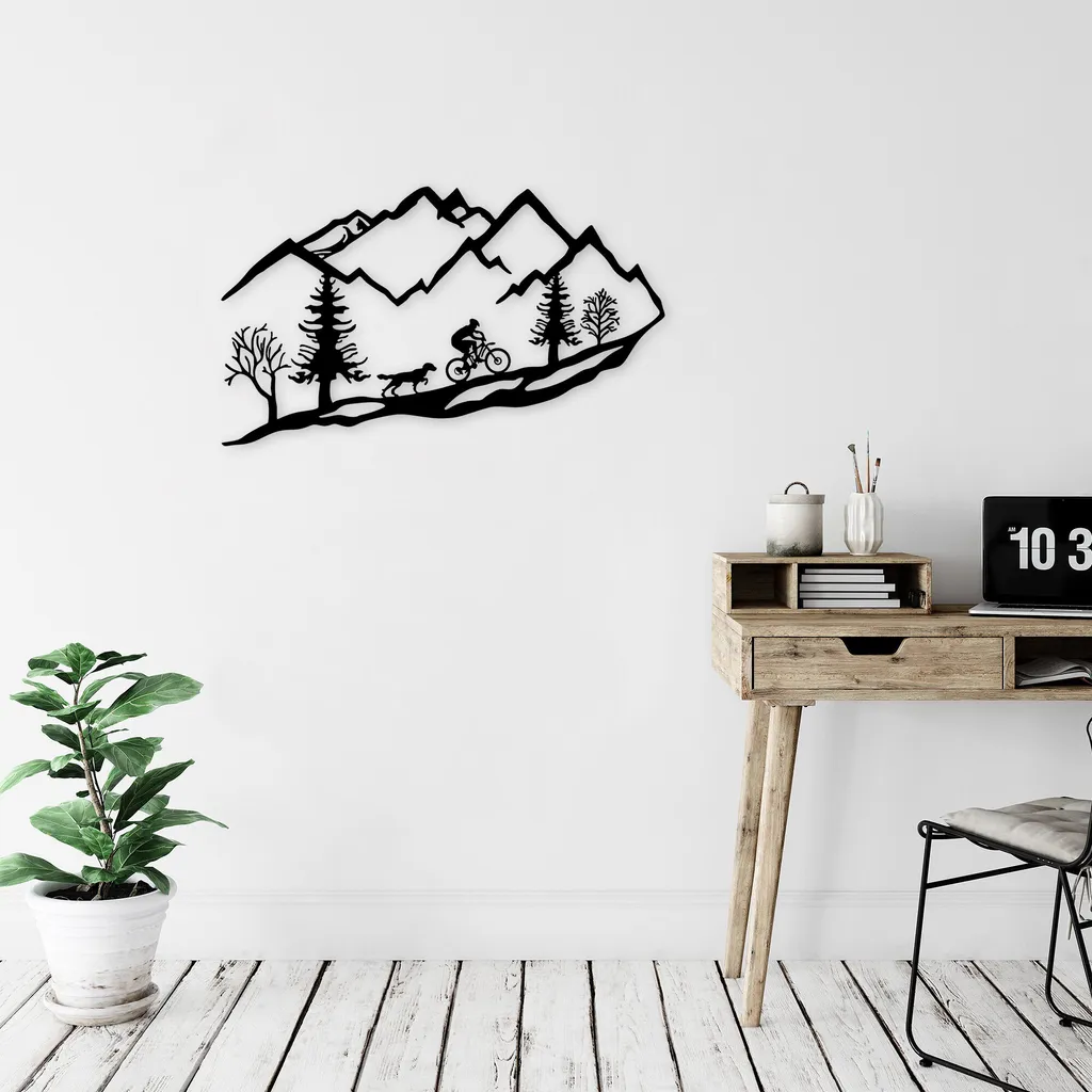 Wallity Cycling Decorazione Metallo Nero 46x90 cm - Offerta Arredo Parete