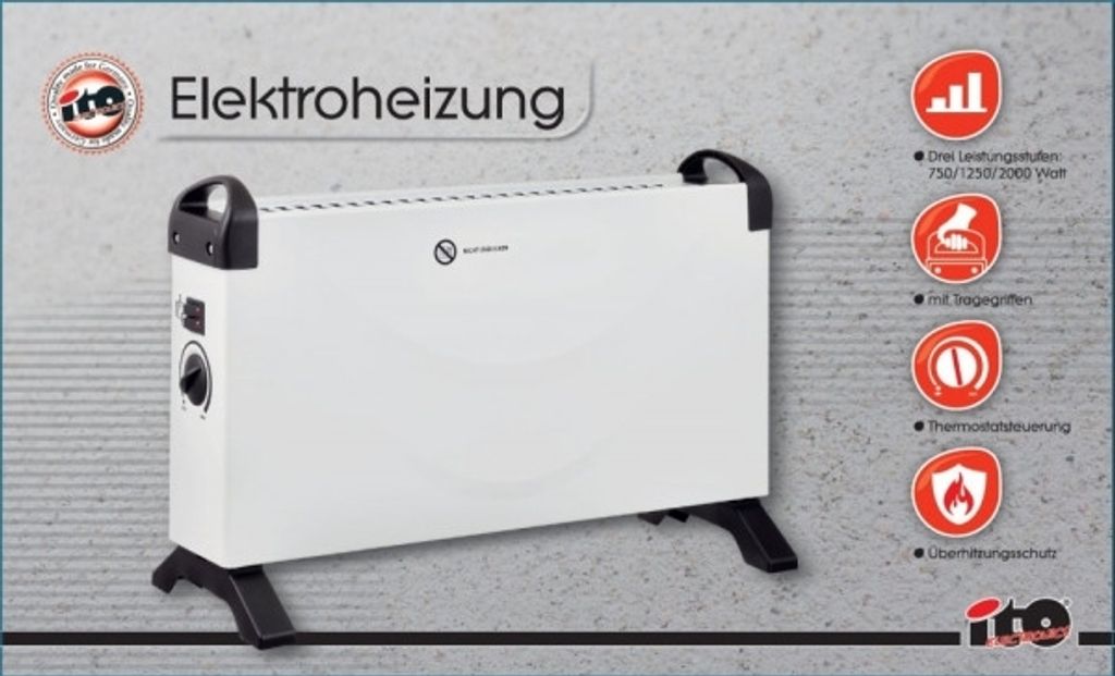 Leistungsstarke 2000 Watt Elektroheizung mit 3 Heizstufen Produktbild 