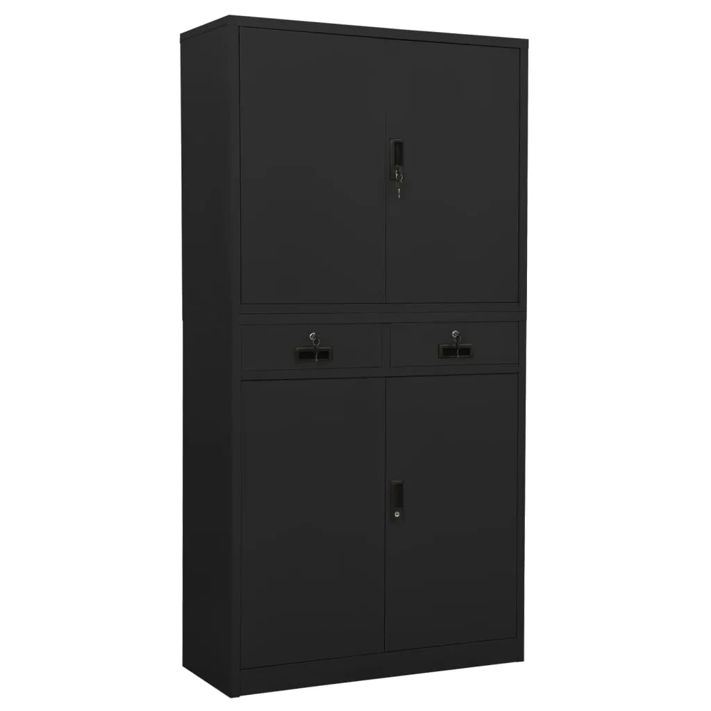 Armoire en acier anthracite avec étagères réglables 90x40x180 cm modulable